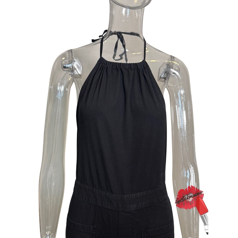 3x1 NYC Jumpsuit Small Black Halter Open Back Minimal Boho Y2K Denim - Picture 4 of 16
